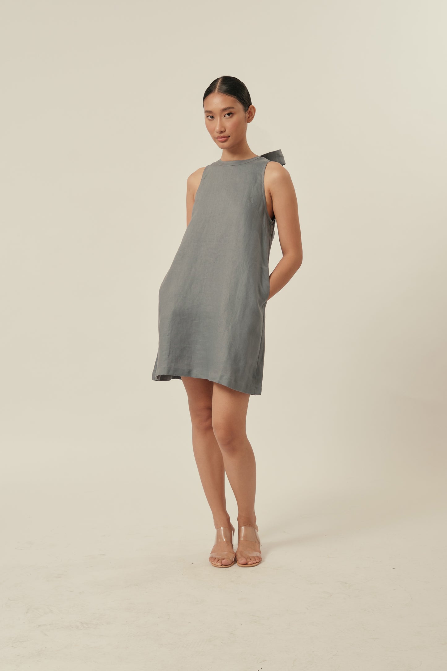 Aperitivo Dress in Storm Cloud with BOW