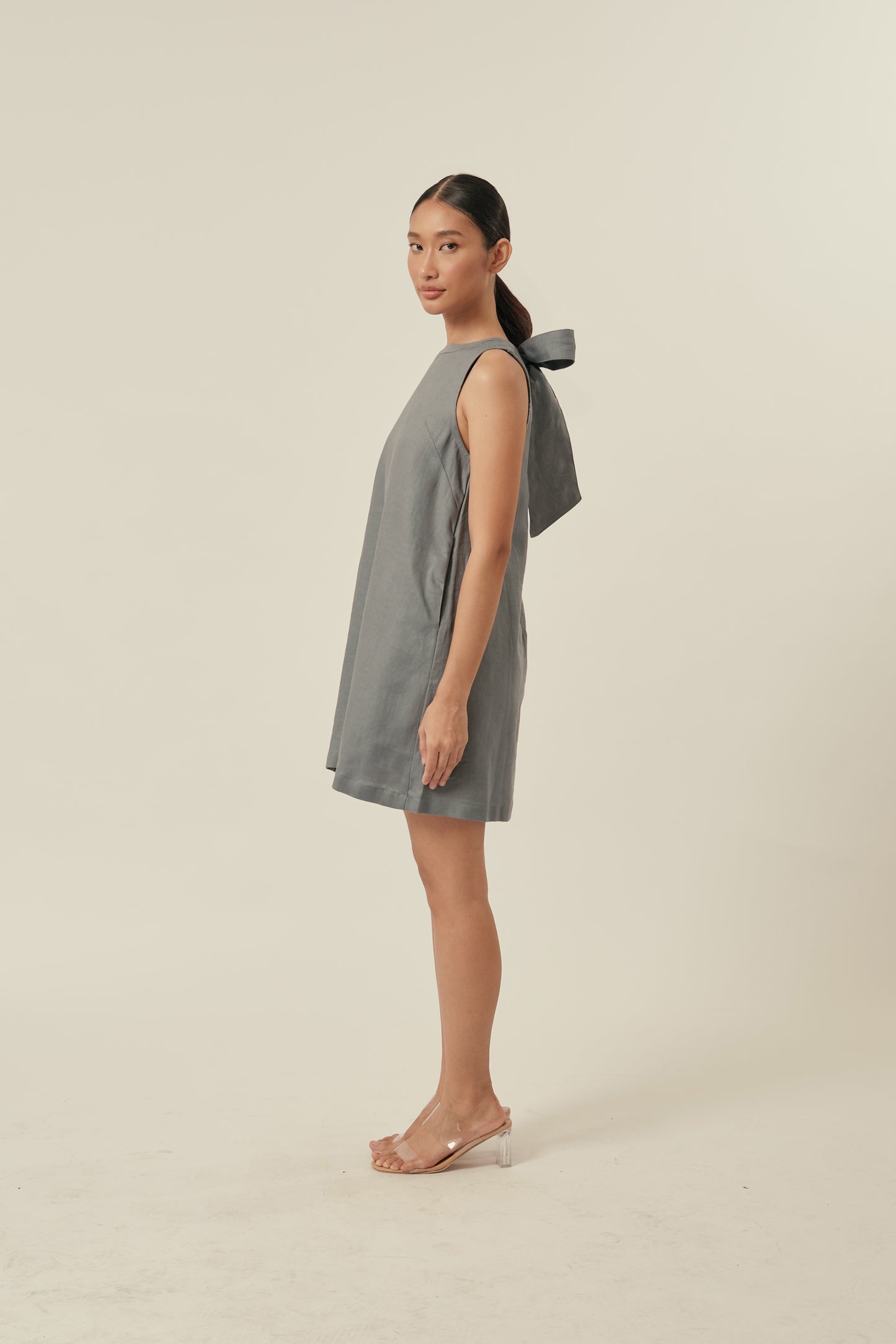 Aperitivo Dress in Storm Cloud with BOW